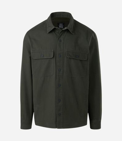 Camisa en Sarga con Botones y Bolsillos 2