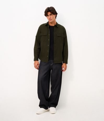 Camisa en Sarga con Botones y Bolsillos 2