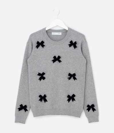 Saco Infantil en Punto con Moñitas de Terciopelo – Talle 5 a 14 años