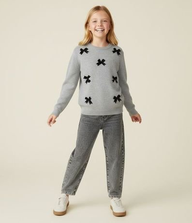 Saco Infantil en Punto con Moñitas de Terciopelo – Talle 5 a 14 años