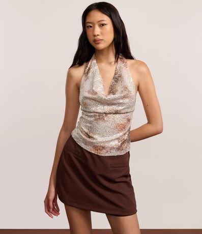 Short Pollera en Crepé con Bolsillos Delanteros 5