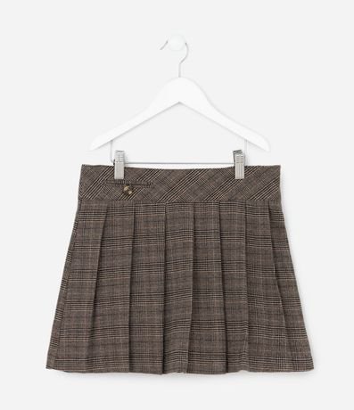 Pollera Infantil Sastre de Cuadros Plissada con Botón Lateral – Talle 5 a 14 años 2