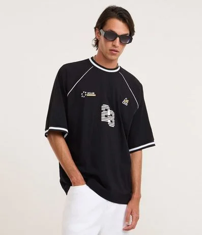 Remera Oversized Deportiva con Estampa en Relieve