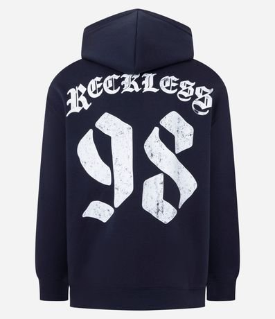 Buzo Masculino Relaxed em Algodón con Capucha y Estampa Guepardo Reckless 98 8