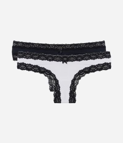 Kit 02 Bombachas Bikini hilo en Microfibra con Encaje en las Sisas 1