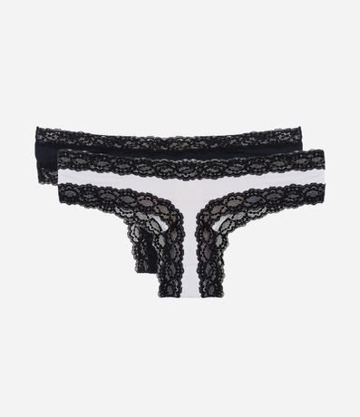 Kit 02 Bombachas Bikini hilo en Microfibra con Encaje en las Sisas 2