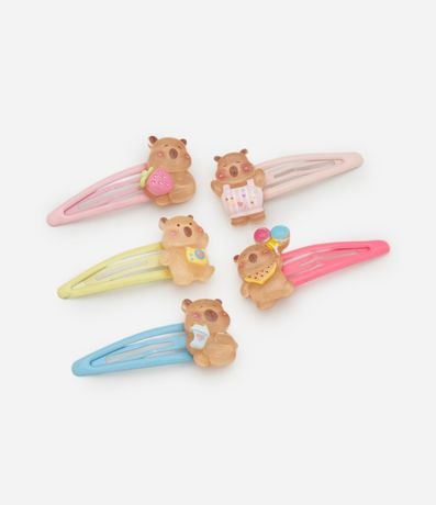 Kit 05 Pinzas para el pelo Infantil con Capivaras - Talle único