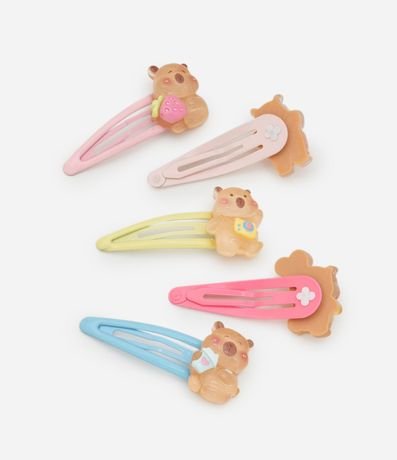 Kit 05 Pinzas para el pelo Infantil con Capivaras - Talle único 2