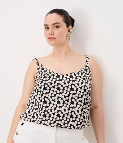 Musculosa en Crepé Satinado de Lunares con Bretel Ancho Curve & Plus Size 2