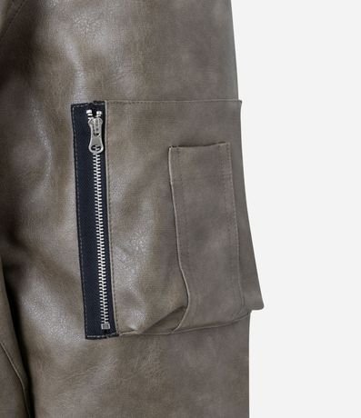 Campera Bomber en PU con Cremallera y Bolsillos 8