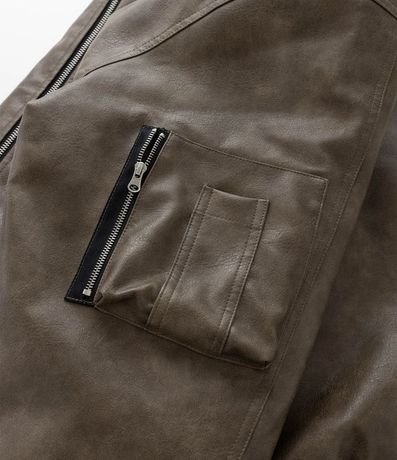 Campera Bomber en PU con Cremallera y Bolsillos 16