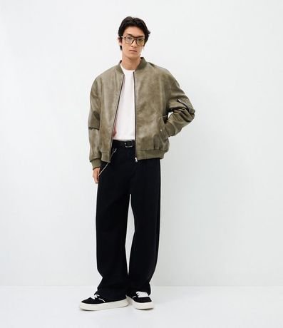 Campera Bomber en PU con Cremallera y Bolsillos 2