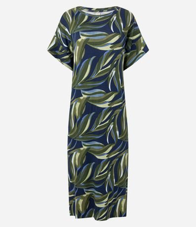 Vestido Recto Midi en Viscolycra con Estampa Follaje 5