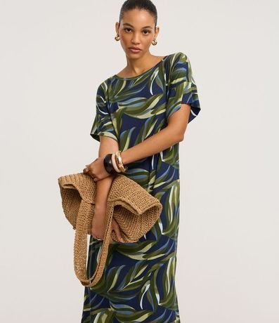 Vestido Recto Midi en Viscolycra con Estampa Follaje 2