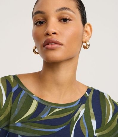 Vestido Recto Midi en Viscolycra con Estampa Follaje 3