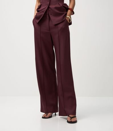 Pantalón Wide Leg en Sastrería con Cintura Liso y Pliegues Delanteros 4