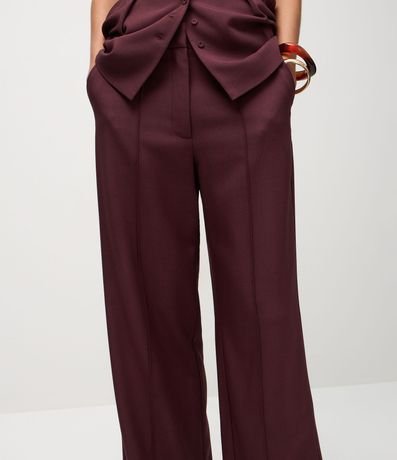 Pantalón Wide Leg en Sastrería con Cintura Liso y Pliegues Delanteros 5