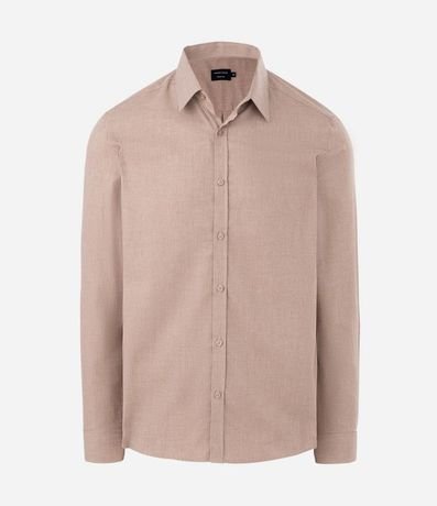 Camisa en Algodón con Botones Delanteros y Efecto Melange