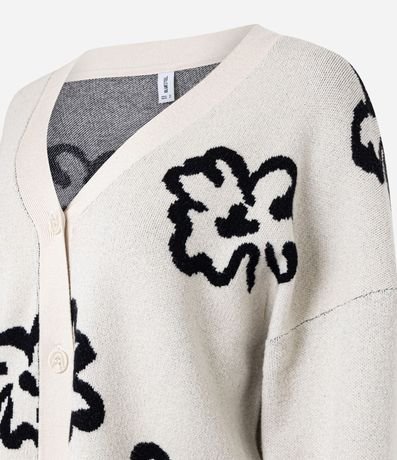 Cardigan en Jacquard con Botones y Flores 5
