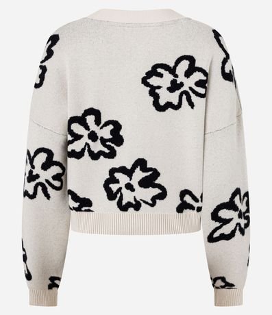 Cardigan en Jacquard con Botones y Flores 6