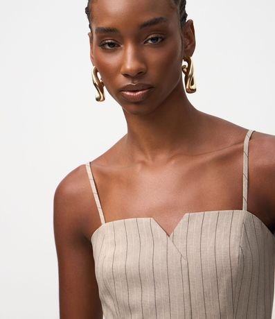 Blusa con Bretel Fino en Sastrería y Estampa Rayada 3