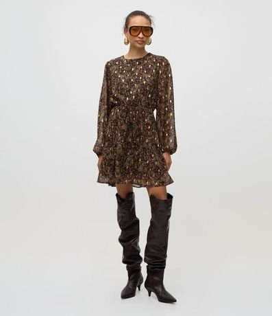 Vestido Corto Femenino en Chiffon con Mangas Largas 2