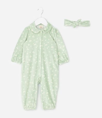Mono Bebé y Cinta para el Pelo con Estampa Floral – Talle 0 a 18 Meses