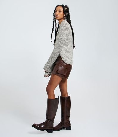 Short Pollera en PU con Bolsillos