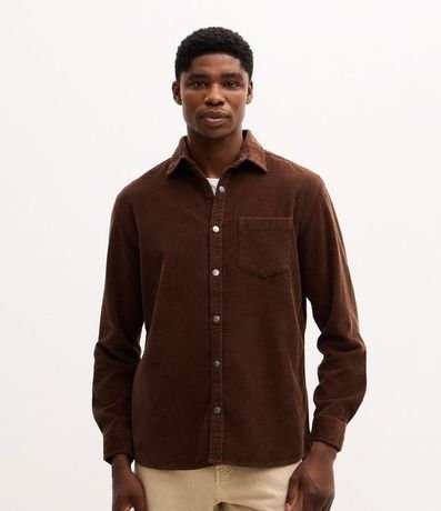 Camisa en Terciopelo con Bolsillo en el Pecho y Abotonado