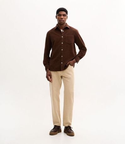 Camisa en Terciopelo con Bolsillo en el Pecho y Abotonado 2