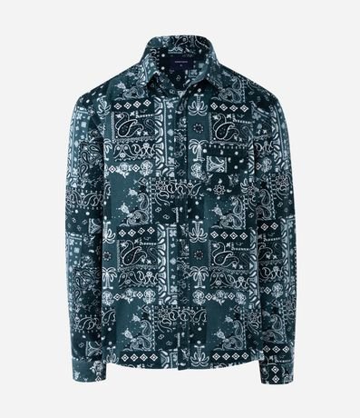 Camisa en Terciopelo con Botones y Estampa Paisley 6