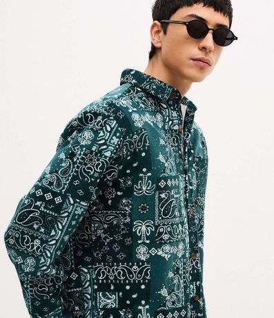 Camisa en Terciopelo con Botones y Estampa Paisley 5