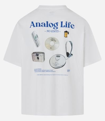 Remera Oversized en Algodón con Estampa y Lettering Analog Life 7