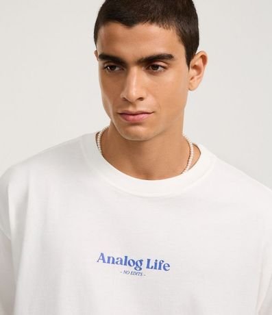 Remera Oversized en Algodón con Estampa y Lettering Analog Life 4