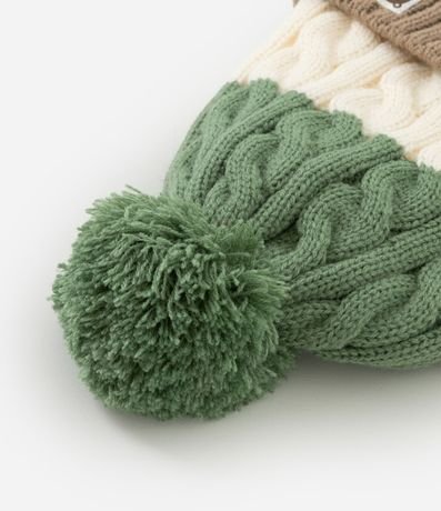 Gorro Infantil en Efecto Punto con Rayas y Pompón – Talle 0 a 12 Meses 2