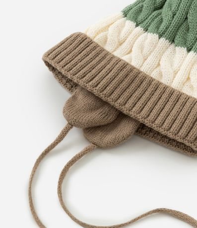 Gorro Infantil en Efecto Punto con Rayas y Pompón – Talle 0 a 12 Meses 3