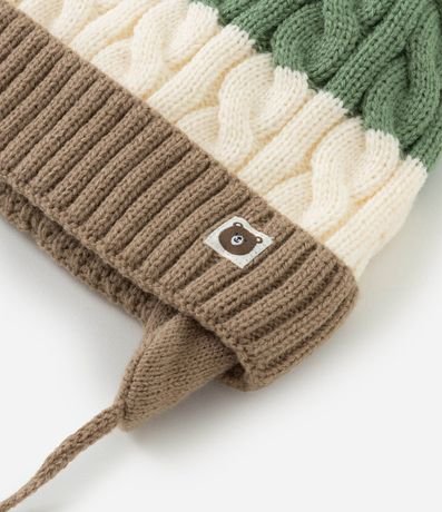 Gorro Infantil en Efecto Punto con Rayas y Pompón – Talle 0 a 12 Meses 4