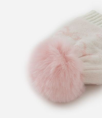 Gorro Infantil en efecto Punto con Moñitas y Pompón – Talle 0 a 12 Meses 3