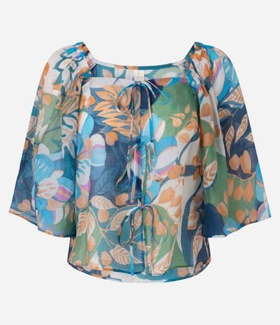 Blusa en Chiffon con Manga Amplia y Estampa Follaje 5
