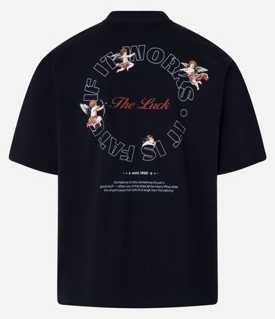 Remera Boxy en Algodón con Estampa de Anjos y Lettering The Luck 7