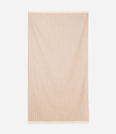 Pareo de Playa Rectangular de Algodón a Rayas con Flecos