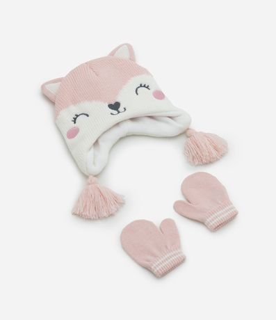 Conjunto Gorro con Guantes con Carita Bordada – Talle U