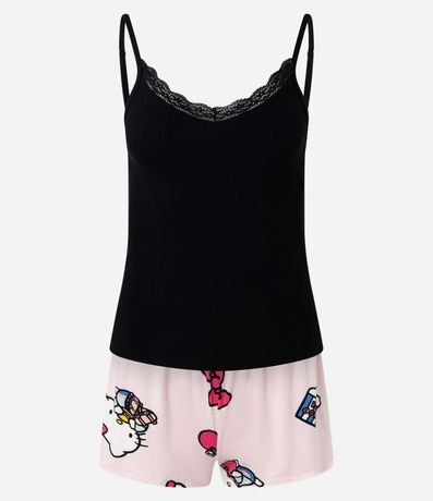 Pijama Short Doll en Rib con Short Estampado Hello Kitty 5