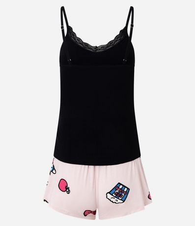 Pijama Short Doll en Rib con Short Estampado Hello Kitty 7
