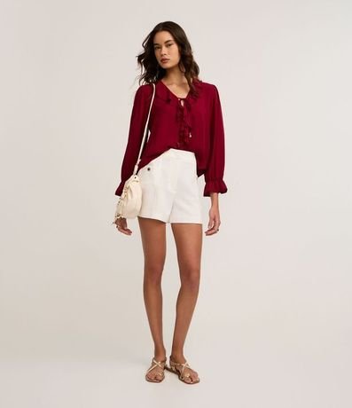 Blusa en Viscosa con Volados en el Escote y Puño 3