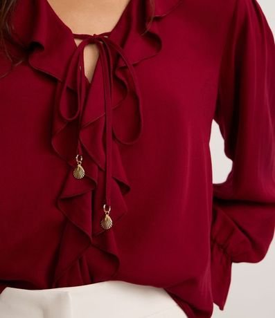 Blusa en Viscosa con Volados en el Escote y Puño 7