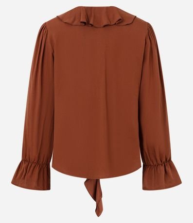 Blusa en Viscosa con Volados en el Escote y Puño 7