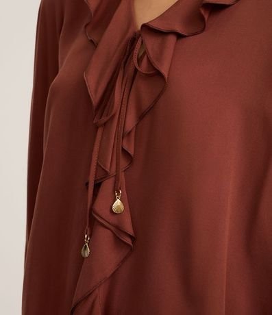 Blusa en Viscosa con Volados en el Escote y Puño 5