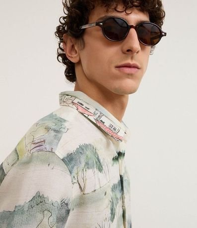 Camisa en Algodón con Estampado de Paisaje 4