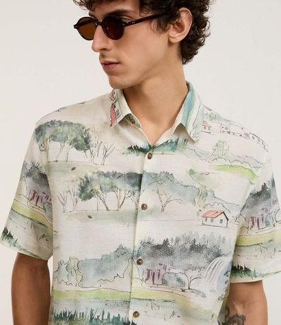 Camisa en Algodón con Estampado de Paisaje 5